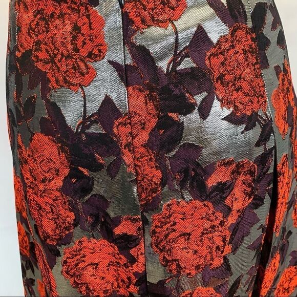 J.crew collection Metallic Floral Jacquard Pleated Sz6 Skirt - Picture 5 of 10